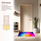 Ultra Soft Area Rug, Non Slip, Stain Resistant, Washable Area Rugs for Living Room, Bedroom, Abstract Whimsical Color Burst(Pink)