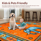 Ultra Soft Area Rug, Non Slip, Stain Resistant, Washable Area Rugs for Living Room, Bedroom, Charming Color Splash Medallion(Orange)