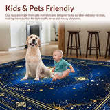 Ultra Soft Area Rug, Non Slip, Stain Resistant, Washable Area Rugs for Living Room, Bedroom, Abstract Celestial Bliss Composition(Blue)