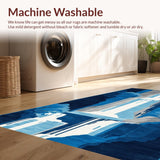 Ultra Soft Area Rug, Non Slip, Stain Resistant, Washable Area Rugs for Living Room, Bedroom, Serene Blue Tidal Patterns(Blue)