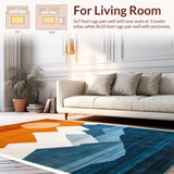 Ultra Soft Area Rug, Non Slip, Stain Resistant, Washable Area Rugs for Living Room, Bedroom, Vibrant Abstract Mountain Landscape(Orange)