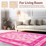 Ultra Soft Area Rug, Non Slip, Stain Resistant, Washable Area Rugs for Living Room, Bedroom, Joyful Pink Alphabetic Cozy Area(Pink)
