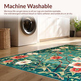 Ultra Soft Area Rug, Non Slip, Stain Resistant, Washable Area Rugs for Living Room, Bedroom, Sophisticated Nature-Inspired Pattern(Blue)