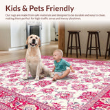 Ultra Soft Area Rug, Non Slip, Stain Resistant, Washable Area Rugs for Living Room, Bedroom, Contemporary Cheerful Blossom Palette(Red)