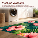 Ultra Soft Area Rug, Non Slip, Stain Resistant, Washable Area Rugs for Living Room, Bedroom, Charming Farmhouse Floral Display(Pink)