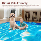 Ultra Soft Area Rug, Non Slip, Stain Resistant, Washable Area Rugs for Living Room, Bedroom, Chic 3D Water-Inspired Motif(Blue)