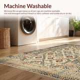 Ultra Soft Area Rug, Non Slip, Stain Resistant, Washable Area Rugs for Living Room, Bedroom, Modern Linear Trellis Composition(Beige)