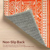 Ultra Soft Area Rug, Non Slip, Stain Resistant, Washable Area Rugs for Living Room, Bedroom, Classic Curved Line Decorative Accent(Orange)
