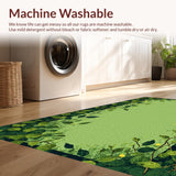 Ultra Soft Area Rug, Non Slip, Stain Resistant, Washable Area Rugs for Living Room, Bedroom, Cottagecore Leafy Textured Aesthetic(Green)
