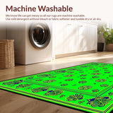 Ultra Soft Area Rug, Non Slip, Stain Resistant, Washable Area Rugs for Living Room, Bedroom, Rustic Multi-Color Clover Motif(Green)