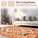 Ultra Soft Area Rug, Non Slip, Stain Resistant, Washable Area Rugs for Living Room, Bedroom, Chic Modern Textured Stripes(Orange)
