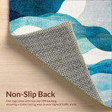 Ultra Soft Area Rug, Non Slip, Stain Resistant, Washable Area Rugs for Living Room, Bedroom, Oceanic Voyage Nautical Wave Rug With Sailing Adventure Theme(Blue)