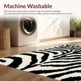 Ultra Soft Area Rug, Non Slip, Stain Resistant, Washable Area Rugs for Living Room, Bedroom, Black White Zebra Print Farmhouse Laundry Rug(Black)