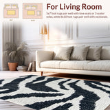 Ultra Soft Area Rug, Non Slip, Stain Resistant, Washable Area Rugs for Living Room, Bedroom, Boho Zebra Kitchen Rug for High Traffic Areas(Black)