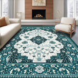 Ultra Soft Area Rug, Non Slip, Stain Resistant, Washable Area Rugs for Living Room, Bedroom, Teal Marble Boho(Blue)