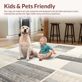Ultra Soft Area Rug, Non Slip, Stain Resistant, Washable Area Rugs for Living Room, Bedroom, Farmhouse Chic Floor with Abstract Design(Gray)