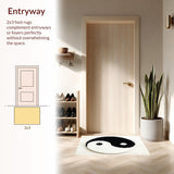 Ultra Soft Area Rug, Non Slip, Stain Resistant, Washable Area Rugs for Living Room, Bedroom, Harmony Symbol Aesthetic Bathroom Washable Carpet(Black)