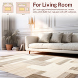 Ultra Soft Area Rug, Non Slip, Stain Resistant, Washable Area Rugs for Living Room, Bedroom, Vibrant Earthy Abstract Composition(Beige)