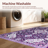 Ultra Soft Area Rug, Non Slip, Stain Resistant, Washable Area Rugs for Living Room, Bedroom, Soft Purple Geometric Motif(Purple)