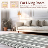 Ultra Soft Area Rug, Non Slip, Stain Resistant, Washable Area Rugs for Living Room, Bedroom, Minimalist Black and White Stripe Rug Highlighting Bold Linear Contrast(Black)