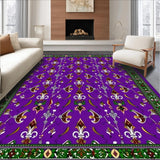 Ultra Soft Area Rug, Non Slip, Stain Resistant, Washable Area Rugs for Living Room, Bedroom, Playful Mardi Gras Color Palette(Purple)