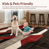 Ultra Soft Area Rug, Non Slip, Stain Resistant, Washable Area Rugs for Living Room, Bedroom, Elegant Natural Patterned Appeal(Red)