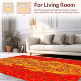 Ultra Soft Area Rug, Non Slip, Stain Resistant, Washable Area Rugs for Living Room, Bedroom, Contemporary 3D Flame Art Vibe(Red)