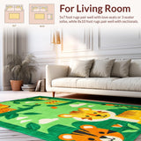Ultra Soft Area Rug, Non Slip, Stain Resistant, Washable Area Rugs for Living Room, Bedroom, Vibrant Jungle Animal Aesthetic(Green)