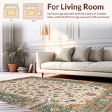 Ultra Soft Area Rug, Non Slip, Stain Resistant, Washable Area Rugs for Living Room, Bedroom, Elegant Neutral Floral Arrangement(Ivory)