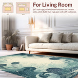 Ultra Soft Area Rug, Non Slip, Stain Resistant, Washable Area Rugs for Living Room, Bedroom, Marine Life Inspired Rug With Elegant Tentacle Swirl Pattern For Decor(Blue)