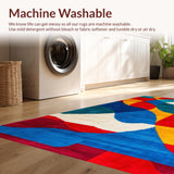 Ultra Soft Area Rug, Non Slip, Stain Resistant, Washable Area Rugs for Living Room, Bedroom, Vibrant Circular Abstract Swirl(Red)