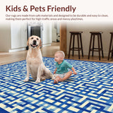 Ultra Soft Area Rug, Non Slip, Stain Resistant, Washable Area Rugs for Living Room, Bedroom, Artful Minimalist Pattern Play(White)