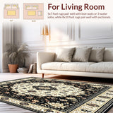 Ornate Black and Beige Featuring Luxurious Medallion Floral(Black)