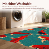 Ultra Soft Area Rug, Non Slip, Stain Resistant, Washable Area Rugs for Living Room, Bedroom, Stylish Red Fish Washable Front Door Accent Mat(Red)