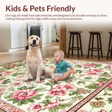 Ultra Soft Area Rug, Non Slip, Stain Resistant, Washable Area Rugs for Living Room, Bedroom, Artful Seasonal Floral Composition(Ivory)