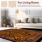 Ultra Soft Area Rug, Non Slip, Stain Resistant, Washable Area Rugs for Living Room, Bedroom, Tiger Print Area Boho Decor(Black)
