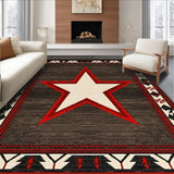 Ultra Soft Area Rug, Non Slip, Stain Resistant, Washable Area Rugs for Living Room, Bedroom, Rustic Earthy Star Motif(Black)
