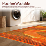 Ultra Soft Area Rug, Non Slip, Stain Resistant, Washable Area Rugs for Living Room, Bedroom, Vibrant 70s Psychedelic Design(Orange)