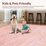 Ultra Soft Area Rug, Non Slip, Stain Resistant, Washable Area Rugs for Living Room, Bedroom, Chic Contemporary Tassel Accent Mat(Pink)