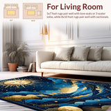 Ultra Soft Area Rug, Non Slip, Stain Resistant, Washable Area Rugs for Living Room, Bedroom, Dreamy Universe Celestial Vibes(Blue)