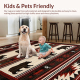 Ultra Soft Area Rug, Non Slip, Stain Resistant, Washable Area Rugs for Living Room, Bedroom, Southwest Rustic Wildlife Motif(Black)