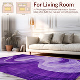 Ultra Soft Area Rug, Non Slip, Stain Resistant, Washable Area Rugs for Living Room, Bedroom, Artistic Luxe Ripple Effect(Purple)