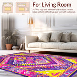 Ultra Soft Area Rug, Non Slip, Stain Resistant, Washable Area Rugs for Living Room, Bedroom, Striking Ogee Pattern in Purple(Purple)