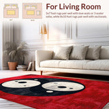 Ultra Soft Area Rug, Non Slip, Stain Resistant, Washable Area Rugs for Living Room, Bedroom, Yin Yang Circular Meditation Space Washable Rug(Red)