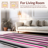 Ultra Soft Area Rug, Non Slip, Stain Resistant, Washable Area Rugs for Living Room, Bedroom, Stylish Black and Pink Patterned Elegance(Black)