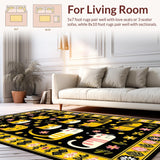 Ultra Soft Area Rug, Non Slip, Stain Resistant, Washable Area Rugs for Living Room, Bedroom, Serene Cozy Cat-Inspired Decoration(Black)