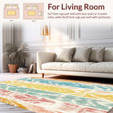 Ultra Soft Area Rug, Non Slip, Stain Resistant, Washable Area Rugs for Living Room, Bedroom, Summer Surf Spirit Area Rug Showcasing Dynamic Board Graphics and Boho Lines(Yellow)