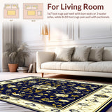Ultra Soft Area Rug, Non Slip, Stain Resistant, Washable Area Rugs for Living Room, Bedroom, Gothic Victorian(Blue)