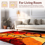 Ultra Soft Area Rug, Non Slip, Stain Resistant, Washable Area Rugs for Living Room, Bedroom, Edgy Cracked Surface Artistic Flair(Orange)