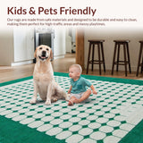 Ultra Soft Area Rug, Non Slip, Stain Resistant, Washable Area Rugs for Living Room, Bedroom, Rustic Stain Resistant Trellis Style(Green)